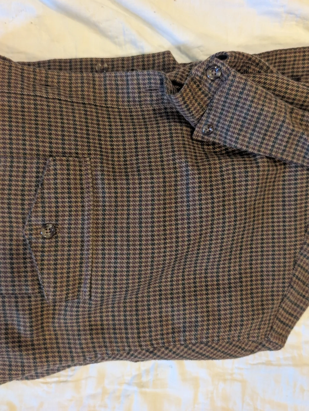 ​J.Crew Men’s Cotton Cashmere Blend Button-Down Shirt – Brown Houndstooth – XL